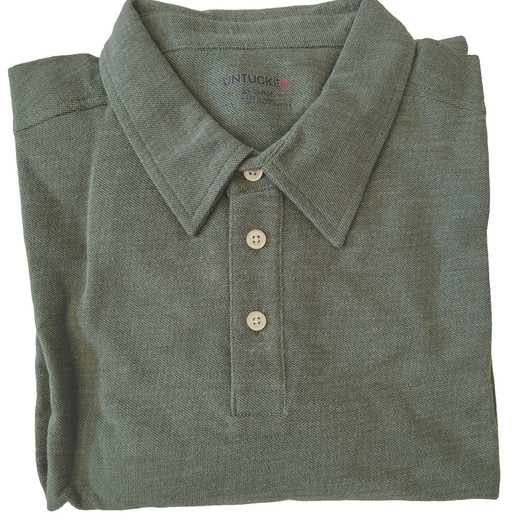 UNTUCKit Mens 2XL Reg Fit Long Sleeve Polo Shirt DAO NEW Olive Green